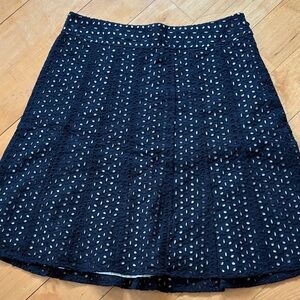 Ann Taylor Navy Eyelet A-Line Skirt